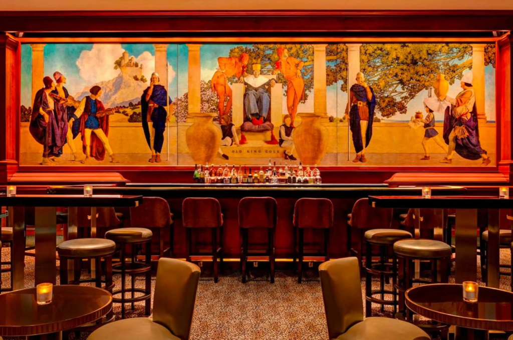 a mural above a hotel bar