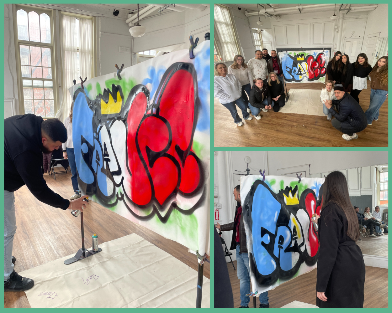 Collage of images from graffiti workshop